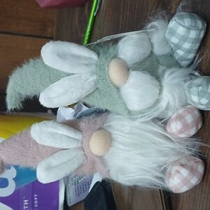 Adorable Gnome Plush Set in Green and Pink Easter Gnomes